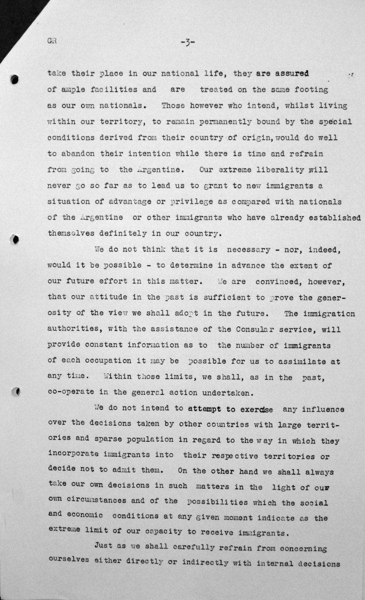 Rede von Tomás Alberto Le Breton (Argentinien) in der öffentlichen Sitzung am 7. Juli 1938, 15.30 Uhr, S. 3/4 Franklin D. Roosevelt Library, Hyde Park, NY