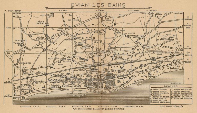 City map of Évian-les-Bains, 1930 Adolphe Guilllot / Universitätsbibliothek Basel